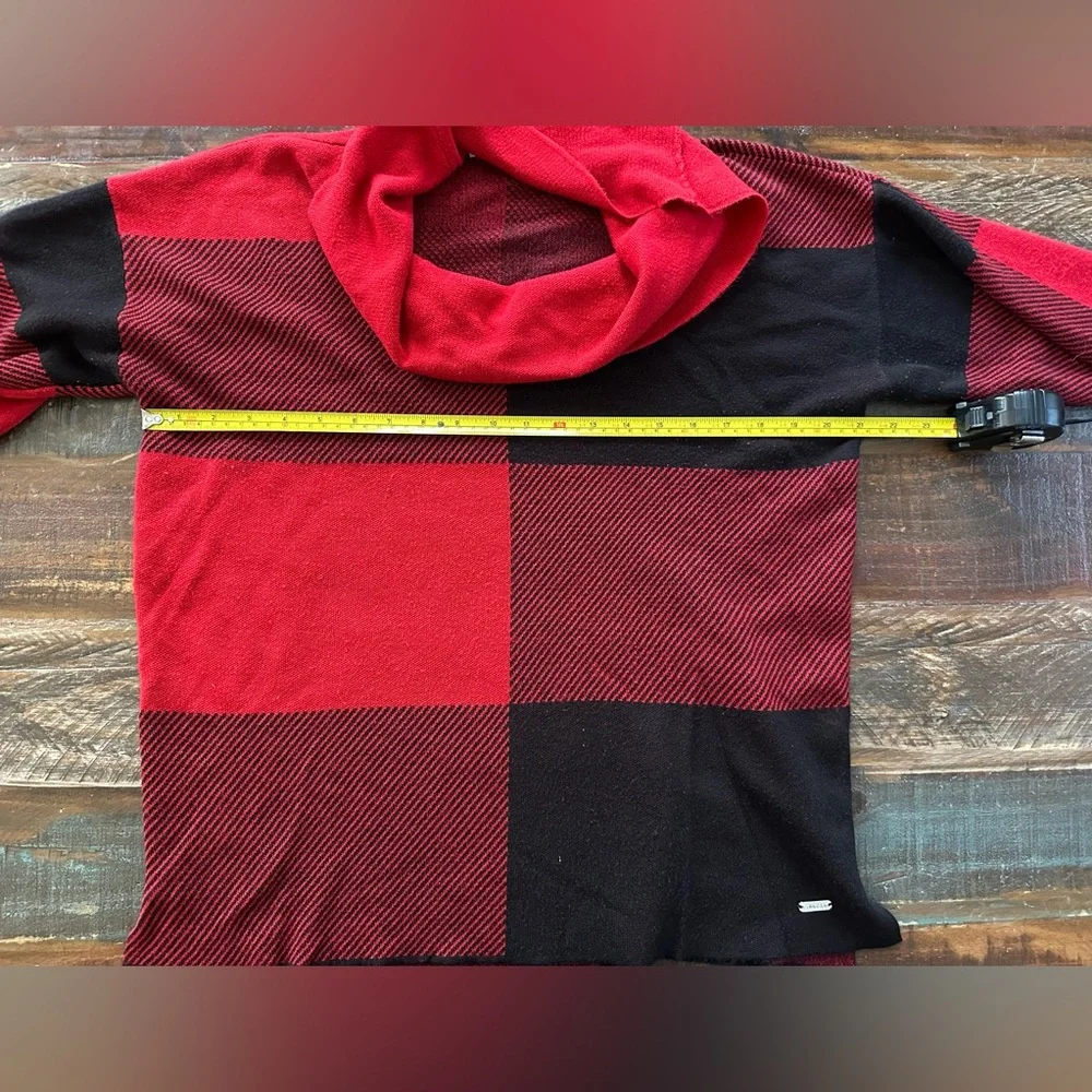 Calvin Klein Women’s M Cowl Neck Red & Black Oversize Sweater | SKU 0538